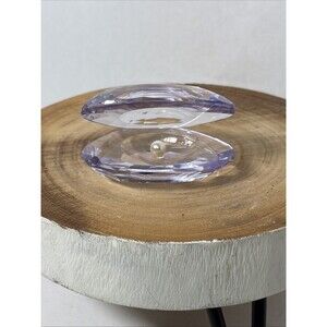Simon Designs Purple Lavender Lilac Crystal Clam Oyster Shell Pearl Paperweight